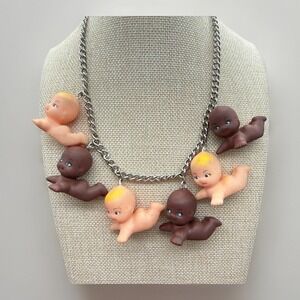 Vintage Rubber Kewpie Baby Doll Necklace Creepy Cute Oddities Statement Piece